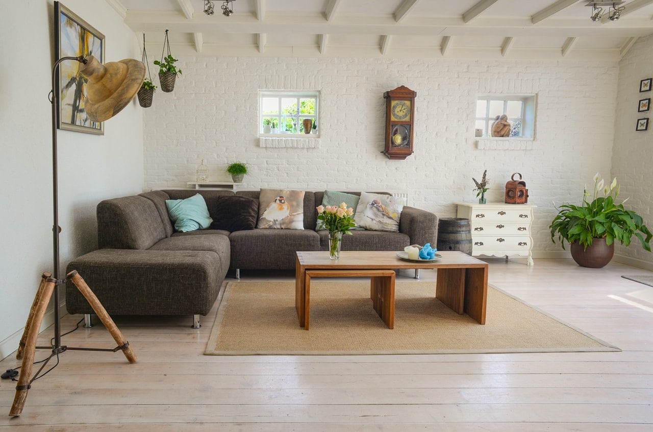 living room rug, couch, lamp